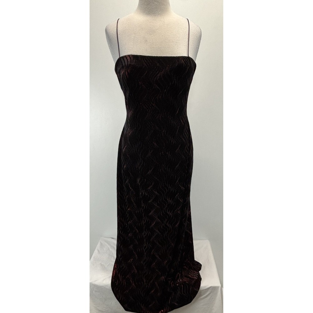 Vtg 90s Y2K JS Maxi Formal Dress 12 Fairy Grunge Goth Prom Hoco Black Red Shimme